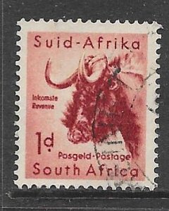 South Africa 201: 1d Black Wildebeest (Connochaetes gnou), used, F-VF