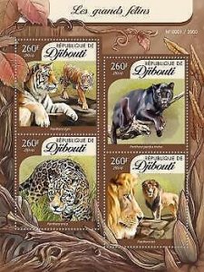 2016 Djibouti Mnh Big Cats.  Michel Code: 894-897  |  Scott Code: 860