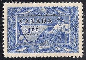 Canada #302 1 Dollar Fishing Resource Stamp Mint OG NH EGRADED VF-XF 85