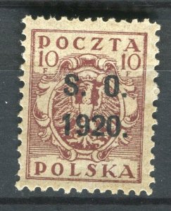 POLAND; 1920 Silesia Optd. issue ' 1920 S.O. ' Mint hinged 10f. value