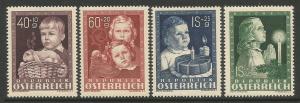 AUSTRIA  #B260-63  MVLH SET  (1949)  C.V. $64.00