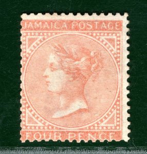 JAMAICA QV Stamp SG.4a 4d Red-Orange (1860) Mint MNG Cat £225- BLBLUE54