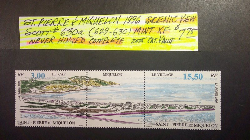 St. Pierre & Miquelon 1996 Scenic Issue Scott# 630a (629-630) Mint XF NH CPL