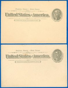 1894 Issued Postal Card Scott #UX12 LOT/2, MINT, Center Crease, 1 Stain, SCV $90