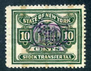 NY ST148 - Stock Transfer - 10c - used -perfin