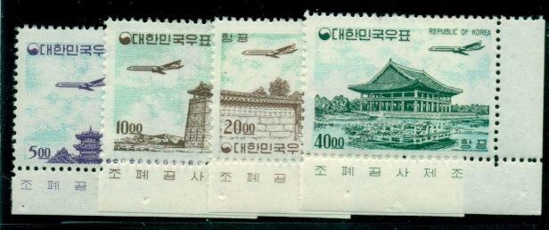 KOREA #C23-6 Complete set Airmails, corner margin singles og, NH, VF Scott $440+