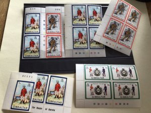 Gibraltar Uniforms mint never hinged  margin blocks stamps  A13252