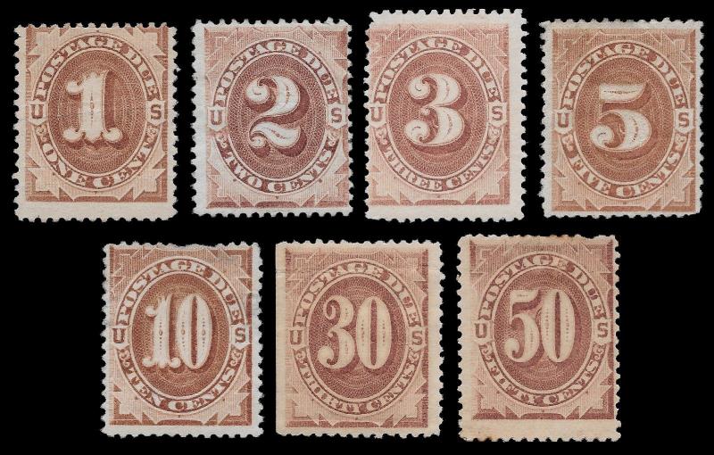 WCstamps: U.S. Scott #J1-J7 / $3,215 - 1c-50c Postage Due Set, MH OG, Fine