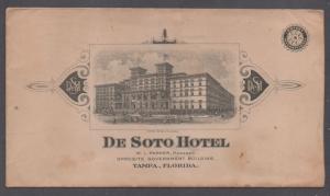 **US 20th Century Advertising Cover, Tampa, FL, 2/19/1918, De Soto Hotel