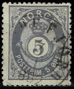 Norway 1877 Sc.#24a used Posthorn - shaded
