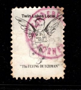 ED-261 OAS-CNY  CINDERELLA STAMP -TWIN LAKES LOCAL FLYING DUTCHMAN MAIL BID SALE