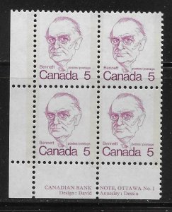 Canada 590 Richard Bedford Bennett Plate Block MNH