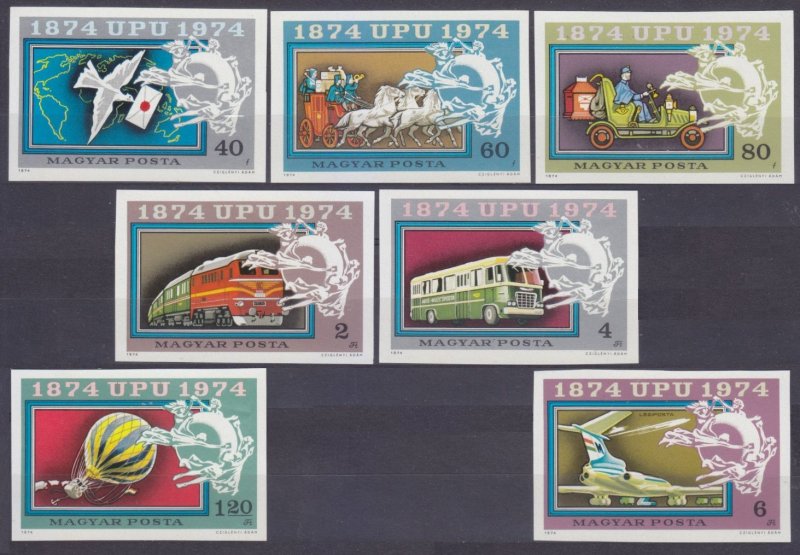1974 Hungary 2945b-2951b 100 years UPU - Transport 17,00 €