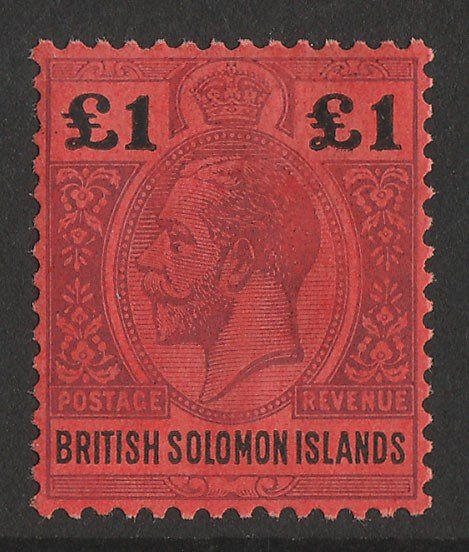 SOLOMON ISLANDS 1914 KGV £1, top value. Superb fresh MNH ** 
