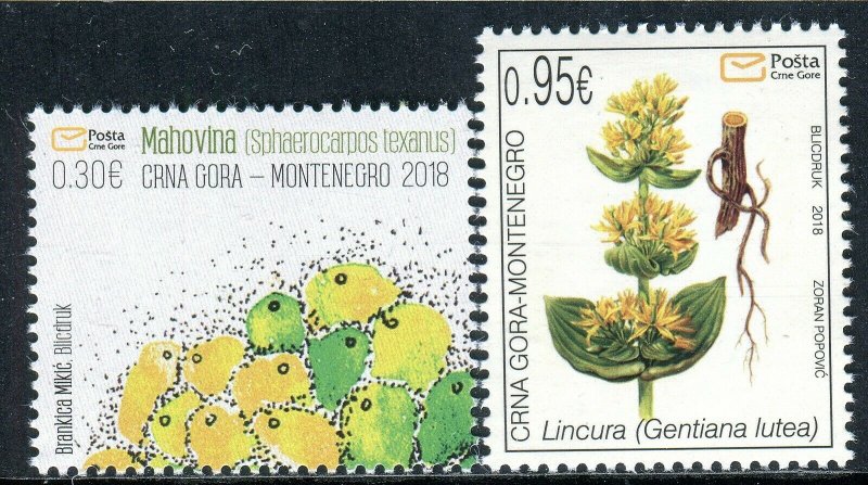 292 MONTENEGRO 2018 - Flora - Lincura - Gentiana Lutea - Moss - MNH Set