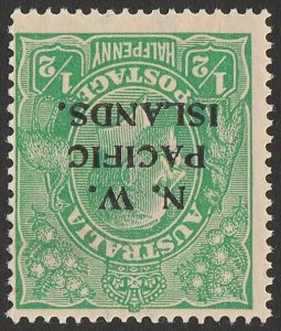 NEW GUINEA - NWPI 1915 KGV ½d type a, error WATERMARK INVERTED. 1 sheet printed.