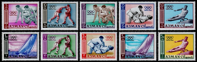 Ajman Scott 27-36 (1965) Mint, NH VF Complete Set, CV $9.00 C