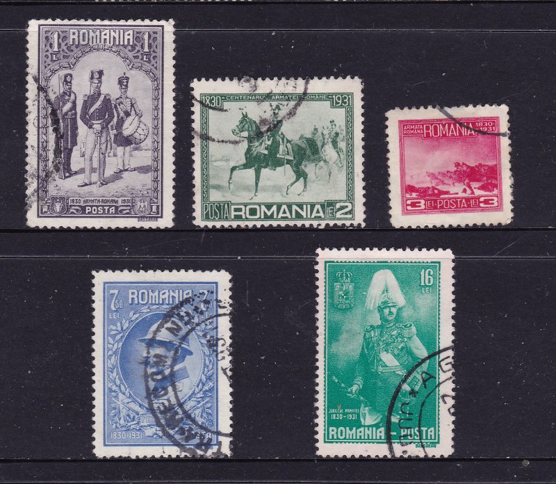 Romania the 5 used high values from 1931 Army set