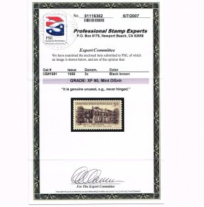 EXCEPTIONAL GENUINE SCOTT #1081 MINT PRISTINE OG NH PSE CERT GRADED XF-90