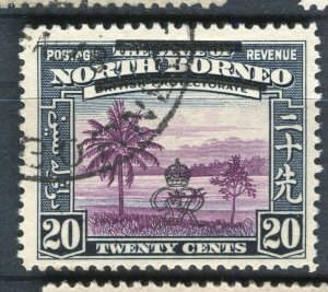 NORTH BORNEO; 1947 early Crown Colony issue fine used 20c. value