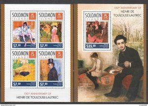 2014 Solomon Islands Art Henri De Toulouse-Lautrec #2507-11 1+1 ** Ls286