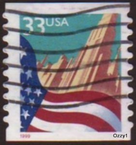 USA 1999 Sc#3280 33c Flag over City USED-Fine-NH.