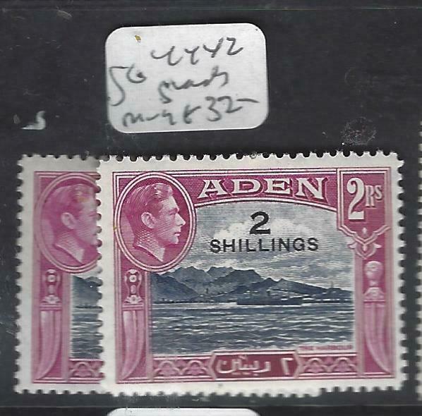 ADEN (PP2802B) KGVI   REVALUED 2/-/2R  SG 44 X2 SHADES   MOG