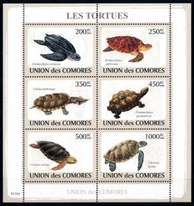 [96684] Comores Comoros 2009 Reptiles Turtles Sheet MNH