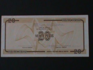 ​CUBA-NATIONAL BANK OF CUBA-$20-PESO-TOURIST EXCHANGE CERTIFICATE-UNC-VF-RARE