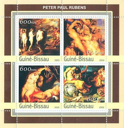 GUINEA BISSAU - 2003 -  Rubens Nude Paintings - Perf 4v Sheet -Mint Never Hinged