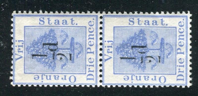 ORANGE FREE STATE;  1896 classic ' 1/2d ' surcharged Mint hinged Pair