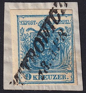 Austria - 1854 - Scott #5e - used on piece - MITROWICZ pmk Serbia