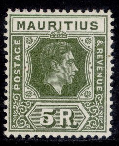 MAURITIUS GVI SG262a, 5r sage-green, LH MINT. Cat £40.