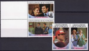 St. Vincent Grenadines 1986 Sc# 539-40 Royal Wedding Andrew & Sarah-DIANA Pairs