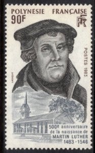 FRENCH POLYNESIA 1983 Martin Luther; Scott 389, Yvert 208; MNH