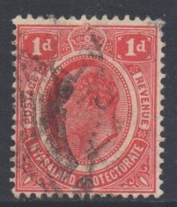 Nyasaland Scott 3 - SG74, 1908 Edward VII 1d used