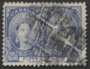 Canada #60 50c Victoria Jubilee Fine Used Cork Cancel