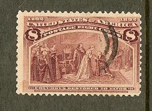 United States, Scott #236, 8c Columbian Exposition, Used