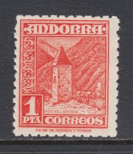 Andorra, Spanish Sc 46 MNH. 1948 1p orange vermilion Chapel, fresh, F-VF.