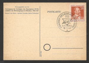 GERMANY - POSTCARD, CELEBRATION OF THE LIBERATION OF THE DACHAU POW CAMP  1947.