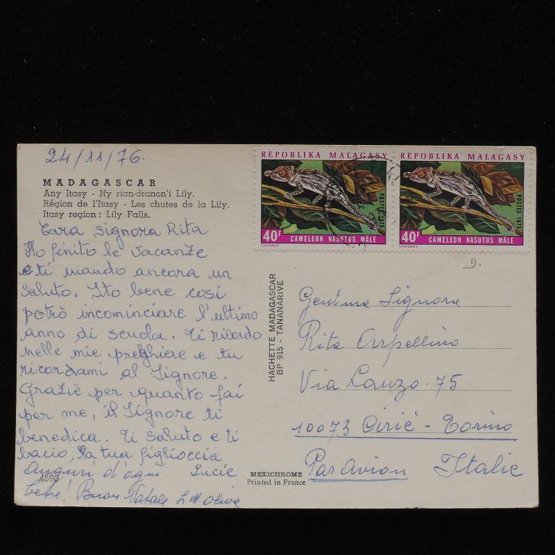 ZS-AC636 MADAGASCAR IND - Reptiles, 1976 From Antanarive To Cirie Italy Cover