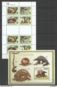 K0527 2010 Togo Togolaise Fauna Wild Animals Wwf Phataginus Tricuspis Bl+Kb Mnh