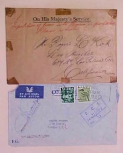 NIGERIA  2 OHMS   1937 TO USA & OFFICIAL COVER 1964 LAGOS TO LONDON