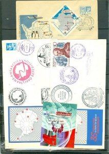 RUSSIA ANTARCTIC  LOT of (3) COVERS + (1) SOUV. SHEET...CACHETS