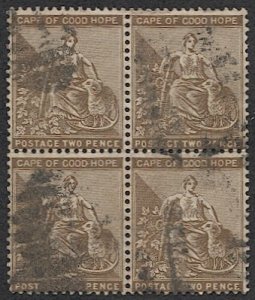 CAPE OF GOOD HOPE 1884 Sc 44  2d Hope Used VF,  scarce Block of 4