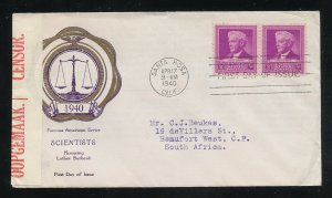 US 876 M=10A Luther Burbank Famous American Rice cachet FDC ADDR 