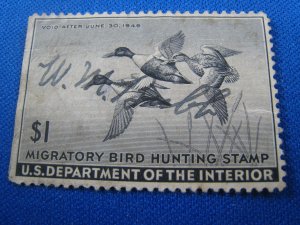 UNITED STATES 1945 DUCK STAMP - Scott #RW12    Used