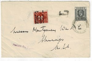 Nigeria 1925 cover to the U.S., postage due