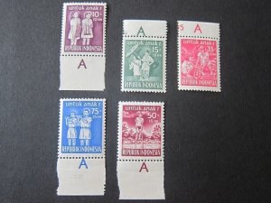 Indonesia 1954 Sc B77-81 MNH