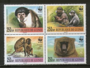 Guinea 2000 WWF Mangabey & Baboon Monkey Wildlife Animal Fauna MNH # 275